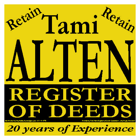 4x4 Register of Deeds Campaign Signs

